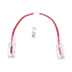 Cable de Parcheo Slim UTP Cat6 - 20 cm (7.87 Pulgadas) Rojo Diámetro Reducido (28 AWG)