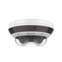 PanoVu Series / Vista Panorámica 360º / 4 Lentes Mot. 2.8 a 8 mm (4 Megapixel por Lente) / 16 Megapixel en Total / WDR 120 dB / DARKFIGHTER / Exterior IP67 / IK10 / PoE+ / 30 mts IR / Micro SD