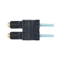 Conector de Fibra Óptica SC Duplex OptiCam, Multimodo 50/125 OM3/OM4, Pre-pulido, Color Aqua
