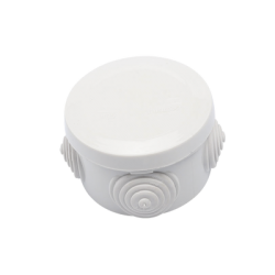 Caja Derivación-Conexión de Plástico Circular con 4 Glándulas de Goma (70 diámetro X 48 alto mm). Para Instalaciones Comerciales,  Residenciales e Industriales. Cerrado a Presión. 