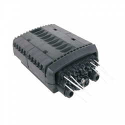 Caja de Distribución de Fibra Óptica para 24 Empalmes con 16 Acopladores SC/APC. Enterrado Directo, IP68, Splitter 1x8 Incluido con Conectores SC/APC