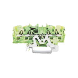 Borna de tierra para 4 conductores; 2,5 mm²; Apropiado para aplicaciones Ex e II; Marcaje lateral y central; para carril DIN 35 x 15 y 35 x 7,5; Push-in CAGE CLAMP®; 2,50 mm²; verde-amarillo