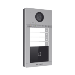 Videoportero IP 2 Megapixel / Llamada y Apertura Remota desde App Hik-Connect (Requiere monitor )/ PoE / Exterior IP65 + Antivandalico IK08 / 4 Departamento / Apertura con Tarjeta / Soporta 2 Puertas y hasta 6 Monitores