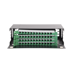 Distribuidor de Fibra Óptica con bandejas deslizables, vacío, 19in, acepta 48 adaptadores 