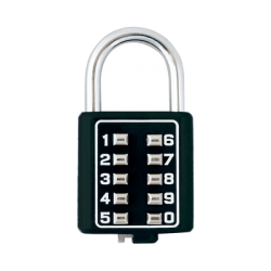 Candado Digital de Combinación M40 / No Requiere Llave / Combinación única integrada por 4 dígitos / Color Negro.