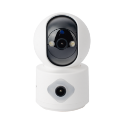 Camara doble lente 3mp| Wifi| autoseguimiento| Detección de movimiento| audio de 2 vias| almacenamiento hasta 128GB