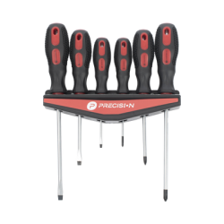 Juego de 6 desarmadores CrV con organizador y Mango Bicolor.