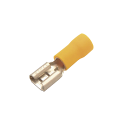 Terminal tipo hembra aislada 0.250 / 12 - 10 AWG / Amarillo / Para baterías con terminal F1 / Paquete de 25 piezas.