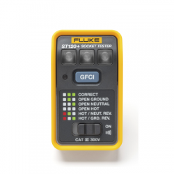 Probador de Tomacorriente Eléctrico Estándar o GFCI con Señal Acústica, Con LEDs de Alto Brillo y Gráfico Incluido Para Verificar Rápida y Fácilmente el Cableado 