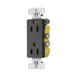 Contacto Duplex Decorador 15A 125V / 2 Polos 3 Hilos/ Nema5-15R / Color Negro.