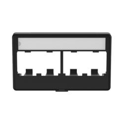 Placa de Mobiliario Modular Estándar, Salidas Para 4 Puertos Mini-Com, Con Espacio Para Etiquetas, Color Negro
