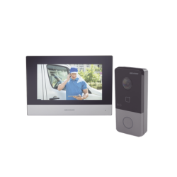 Kit de Videoportero IP Poe Estandar con llamada a App de Smartphone (HikConnect) / Apertura con tarjeta MIFARE / Frente de calle IP65 / Soporta 1 Departamento
