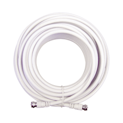 Jumper Coaxial con Cable Tipo RG-6 en Color Blanco de 6.09 Metros de Longitud y Conectores F Macho en Ambos Extremos. 75 Ohm de Impedancia.