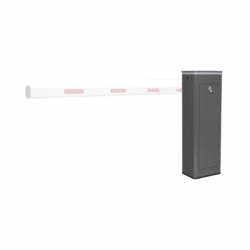Barrera Vehicular Izquierda / Soporta Brazo de Hasta 5.5 m / Final de Carrera Ajustable por Programación / Movimiento Fluido / Diseño Elegante Color Gris / Con Corona Led Semaforizada 