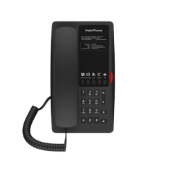 Teléfono IP WI-FI para Hotelería, Puerto USB-A para carga, 5 teclas programables para servicio rápido (Hotline), plantilla personalizable con PoE