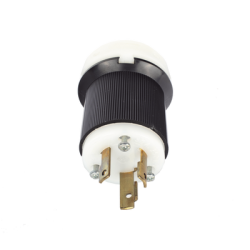 Clavija Industrial con Bloqueo de Media Vuelta / 30 A 250 V CA / 2 Polos 3 Hilos / Color Blanco y Negro / Nema L6-30P.