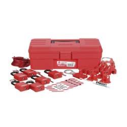 Kit de Bloqueo LOTO para Contratistas con Componentes (Color Rojo).