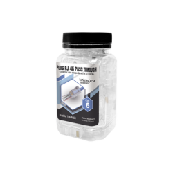 Bote con 100 Plugs Pass Through RJ45 Cat6 sin Blindaje, Chapado de Oro a 30 Micras para Durabilidad Extrema