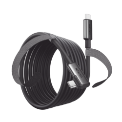 Cable USB-C a USB-C (Cable Link) | 5 metros (16 pies) |  Transferencia de Alta Velocidad | Carga Rápida | Un Extremo Angulado | Caja de Aluminio | Nylon Trenzado.