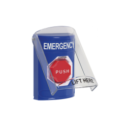 Botón De Emergencia Con Bocina De Advertencia Integrada, Solo Interior, Texto En Inglés, Tapa Protectora De Policarbonato Súper Resistente, Llave Para Restablecer