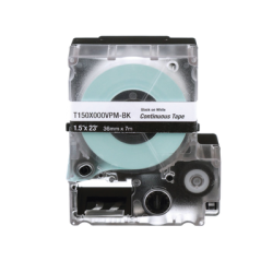  Casete de Etiquetas de Vinilo de Cinta Continua, Color Negro Sobre Blanco, Uso Interior/Exterior, 36 mm (1.5 in) de Ancho x 7.6 Metros de Largo