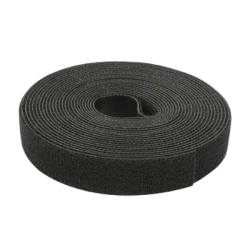 Cinta de Contacto Autoadherente Color Negro / 1.6 cm x 25 metros / Espalda con Espalda (Gancho y Bucle) 