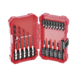 Juego de 18 Puntas y Brocas para Taladro, con Entrada Hexagonal de 1/4