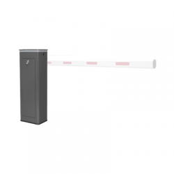 Barrera Vehicular Derecha / Soporta Brazo de Hasta 5.5 m / Final de Carrera Ajustable Por Programación / Movimiento fluido / Diseño Elegante Color Gris / Con Corona Led Semaforizada 