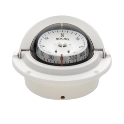 Brújula serie Voyager en color blanco, cuenta con iluminación nocturna color verde.