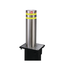 Bolardo neumático de acero inoxidable / 220 mm de diámetro / 750 mm de altura / acabado elegante con iluminacion led color rojo