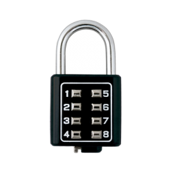 Candado Digital de Combinación M35 / No Requiere Llave / Combinación única integrada por 4 dígitos / Color Negro.