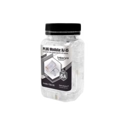 Bote con 100 Piezas de Plug Modular RJ45 Cat6A chapado de oro a 30 micras para durabilidad extrema