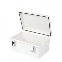 Gabinete de Plástico ABS, Uso en Intemperie IP66 (190 x 290 x 140 mm) cierre por broche Inoxidable y Permite Cerrado con Candado y Llave (Perno 5mm) No Incluido