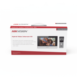 Kit de Videoportero Analógico de Metal / IP a 4 Hilos con Función de Llamada a App Hik-Connect / Monitor se Conecta a Internet por Cable o WiFi y por 4 Hilos al Frente de Calle  IP65 / Expandible a Mas Equipos 