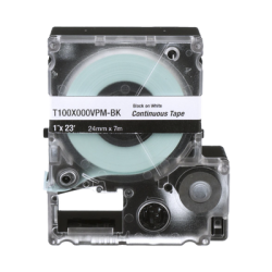  Casete de Etiquetas de Vinilo de Cinta Continua, Color Negro Sobre Blanco, Uso Interior/Exterior, 24 mm (1 in) de Ancho x 7.6 Metros de Largo