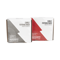Kit de 2 rollos de 25 metros de cable fotovoltaico de cobre, rojo y negro, calibre 10 AWG (6mm²), Tipo PV,  1000/2000 V y 120°C.