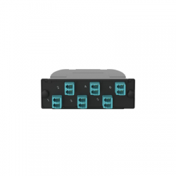 Casete OptiCom® de Fibra Óptica Multimodo OM4, Con Conector MPO a 6 LC Duplex, Polaridad Método A, Pérdida de Inserción Estándar 