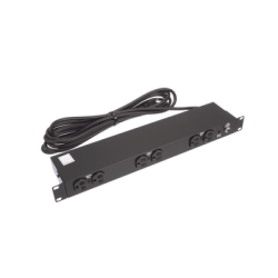 PDU Básico de Montaje en Rack, Con 6 Salidas Frontales NEMA 5-15R,  Enchufe de Entrada NEMA 5-15P, de 19in, 1UR, 15 Amp, 120 Vca 