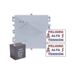 KIT de Energizador de 12,000Volts-1JOULES/2500 mts lineales de proteccion/Activado por Atenuación de voltaje,Corte de línea o Aterrizamiento de la línea/Integración a panel de Alarma.