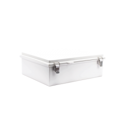 Gabinete de Plástico ABS, Uso en Intemperie IP66 (350 x 460 x 160 mm) Cierre por Broche Inoxidable y Permite Cerrado con Candado y Llave (Perno 5mm) No Incluido