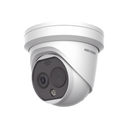 Turret IP Dual / Térmica 2.1 mm (256 x 192) / Óptico 2.2 mm (4 Megapixel) / Termométrica / Detección de Temperatura / PoE /Exterior IP66 / Sirena y Luz Intermitente Integrada / MicroSD