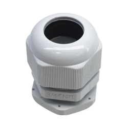 Conector Plástico Blanco Tipo Glándula para Rosca NPT 3/4