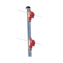 Aislador de Paso color Rojo reforzado para cercos eléctricos, resistente al clima extremoso