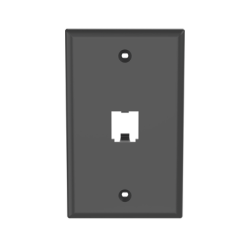 Placa de Pared Vertical Clásica, Salida Para 1 Puerto Mini-Com, Color Negro
