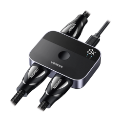 Conmutador HDMI 2.1 8K @60Hz | HDMI Splitter 2 Entradas a 1 Salida | Soporta 4K @120Hz 1080P @240Hz 3D | HDR Dolby | Alta Velocidad 48Gbps | Formatos de Audio LPCM/DTS/DSD, 2,0/2,1/5,1/7,1 canales.