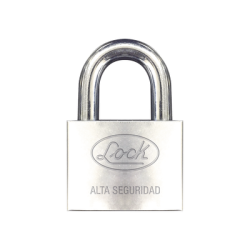 Candado de hierro alta seguridad con llave de disco/ Acabado Cromado/ Llaves Abloy/ Medida de Horquilla 34 mm.