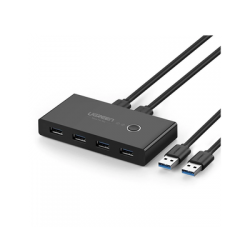 Conmutador USB para Compartir 4 Puertos USB 3.0 a 2 PC Ìs | Cambio Mediante Botón | Incluye Dos Cables USB de 1.5 m | ABS | Permite que 2 Usuarios Compartan 4 Dispositivos Periféricos USB3.0, como una impresora, un escáner, etc.