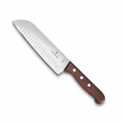 Cuchillo Santoku Wood de 17 cm, Filo con Alvéolos Estilo Japonés.