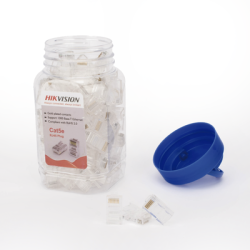 Bote con 100 Piezas de Plug Modular RJ45 / Cat 5e / Chapado en Oro a 30 Micras / Sin Blindaje / Facil Instalación / Uso Interior / Soporta Norma TIA-568B / Cumple con RoHS 2.0 