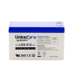 Batería 12 V / 9.5 Ah / UL / Tecnología AGM / Vida útil promedio 5 años / Para uso en equipo electrónico, Alarmas de Intrusión / Incendio/ Control de acceso / Video Vigilancia / Terminales F1 ( Incluye adaptador F